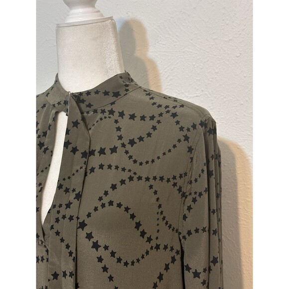 Equipment Cadence Size M Silk Stars Print Long Sleeve Dress Boho Feminine Fall - Picture 6 of 12
